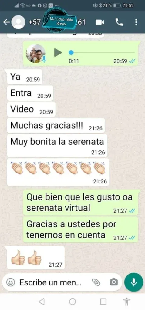Reseña de cliente feliz con serenatas online de mariachis